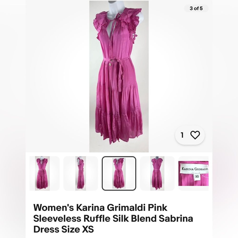 Karina Grimaldi Sabrina Vibrant Pink Sleeveless Silk Dress XS - Picture 11 of 14
